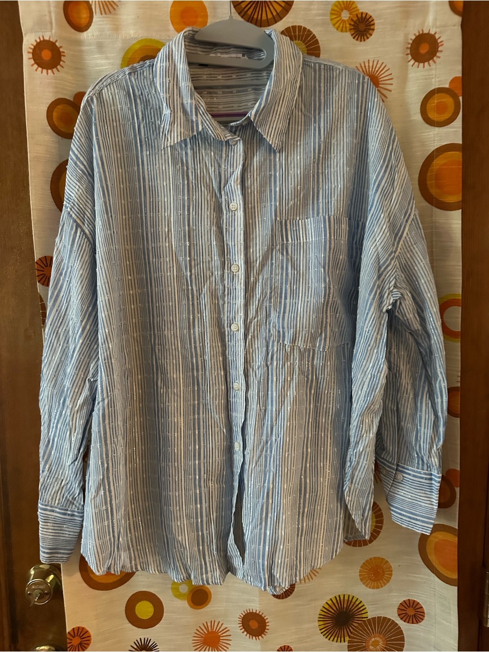 Zara Light Blue & White Striped Button-Down Shirt